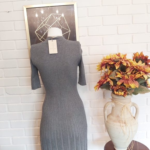 Cozy Grey Sweater Dress - Picture 3 of 5